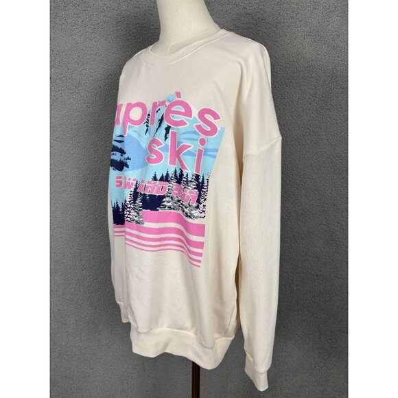 Selfie Juniors' Après Ski Snowland And Sun Cozy Fleece Sweatshirt Size XL NWT's - Picture 4 of 8